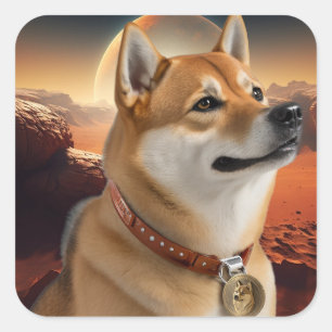 Gå med Crypto-Revolutionen med Dogecoin och Shiba Fyrkantigt Klistermärke