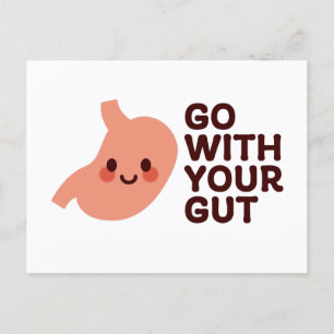 Gå med din tarm - Cute Smiling Stomach Illustrati Helg Vykort