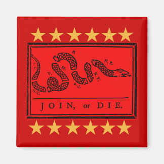 Gå med eller Die Ben Franklin Banner på Tshirts Magnet