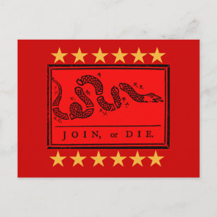 Gå med eller Die Ben Franklin Banner på Tshirts Vykort