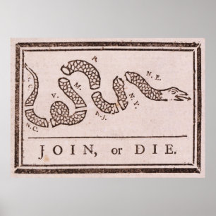 Gå med eller dö Benjamin Franklin den politiska Poster