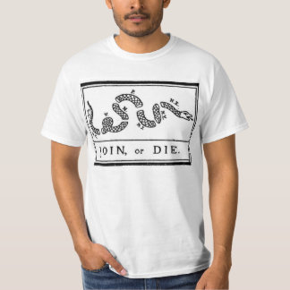 Gå med eller dö flagga från revolutionärt krig för t-shirt