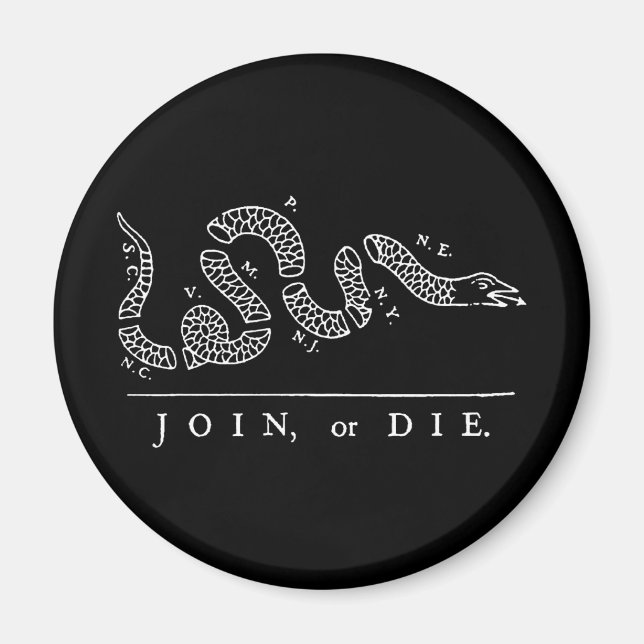 Gå med eller dö magnet (Framsidan)