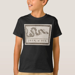 Gå med eller dö Skallerorm: Tecknad Benjamin Frank T Shirt