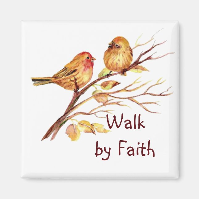 Gå med Faith med Cute Sparrow Birds Magnet (Framsidan)