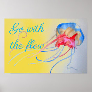 Gå med flödesofferten Jellyfish på sanden Poster