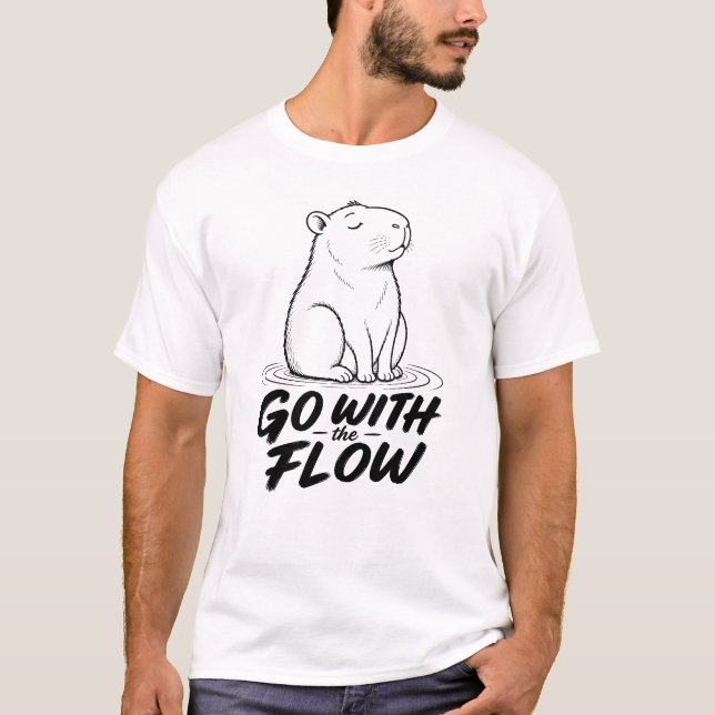Gå Med Flödet Capybara Design T Shirt (Framsida)