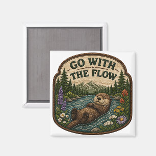 Gå Med Flödet Utter Broderad Lapp Magnet