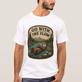 Gå Med Flödet Utter Broderad Lapp T Shirt