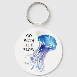 "Gå med Flow"-illustrationen blått Nyckelring