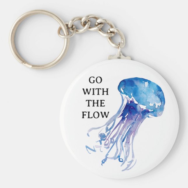 "Gå med Flow"-illustrationen blått Nyckelring (Framsidan)