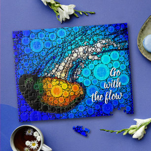 Gå med Flow Roligt Ocean Jellyfish Circle Art Pussel