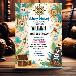 Gå med Frakt Kids Coola Flagga Boat Pirat 2:a föde Inbjudningar