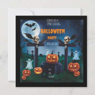 "Gå med i den kusliga nattens kyrkogård Halloweenf Inbjudningar