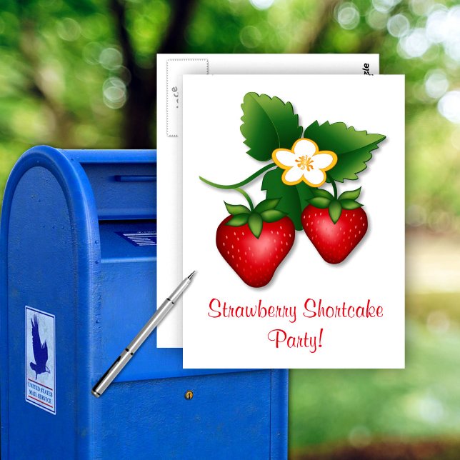 Gå med i vår Jordgubbstårta-fest Vykort (Join our Strawberry Shortcake Party with a Postcard .Send a slice of summer sweetness. )