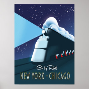 "Gå med järnväg" New York - Chicago Poster