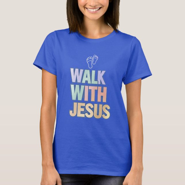 Gå med Jesus Christian Faith Pastel Graphic T Shirt (Framsida)