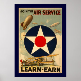 Gå med Luft-tjänsten Lär-Earn (Blue Gräns) Poster
