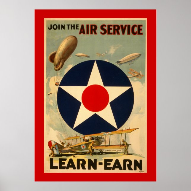 Gå med Luft-tjänsten Lär-Earn (Red Gräns) Poster (Framsidan)
