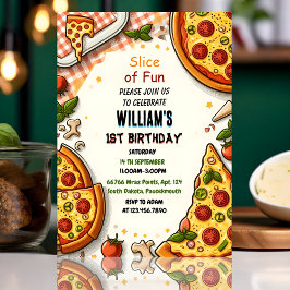 Gå med matpojke flicka tonåring pizza första födel inbjudningar