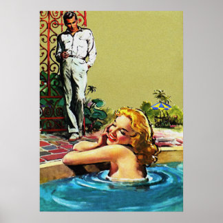 Gå med mig i Bassäng Vintage Pulp Cover Art Poster