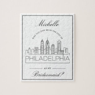 Gå med mig i Philadelphia Bridesmaid Request Jigsz Pussel