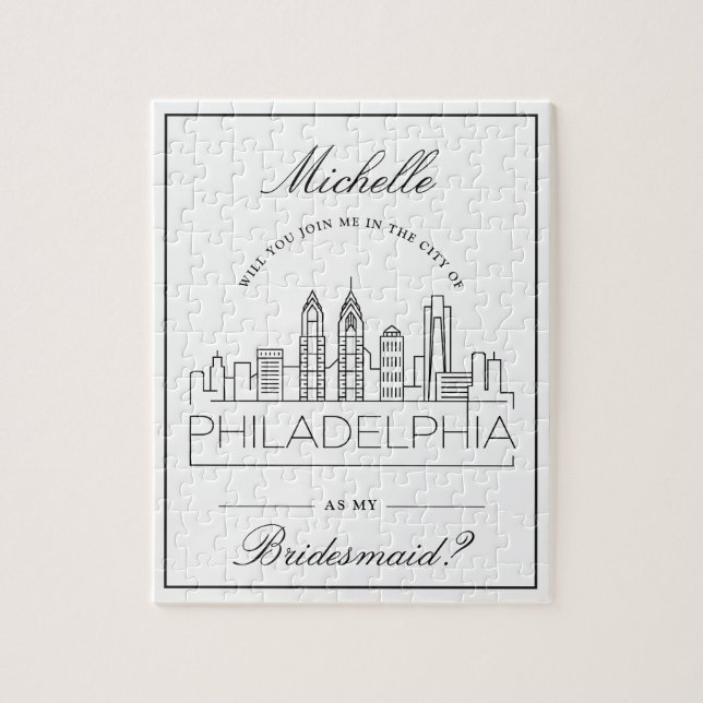 Gå med mig i Philadelphia Bridesmaid Request Jigsz Pussel (Vertikal)