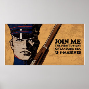 Gå med mig marinera i USA:s land Sea Poster