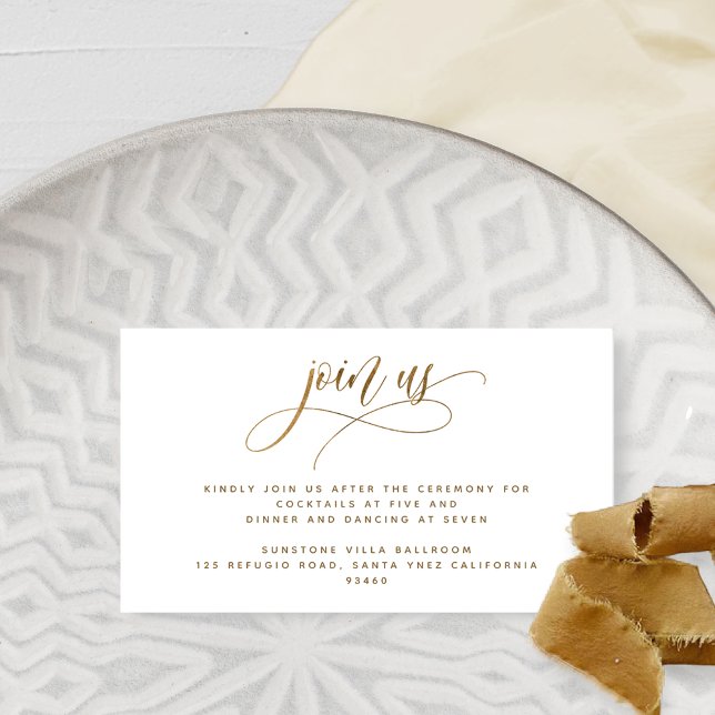 Gå med oss, Elegant Modern Calligraphy Reception G Tilläggskort (Skapare uppladdad)
