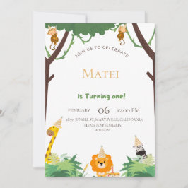 Gå med oss en Vild Äventyr - första födelsedag Inbjudningar
