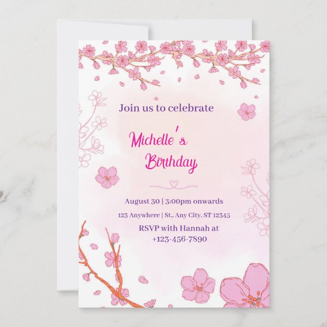 Gå med oss fira Michelles födelsedag Inbjudningar (Framsida)