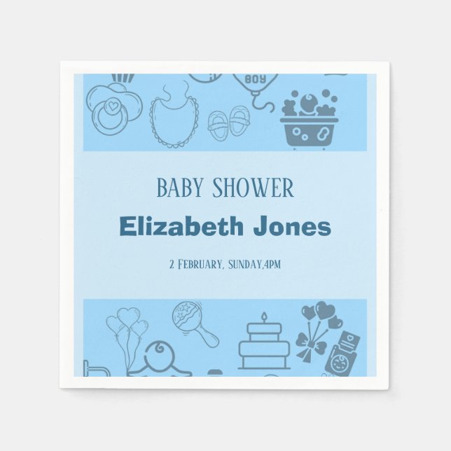 Gå med oss fira vår lilla prins på vägen pappersservett (Framsidan)