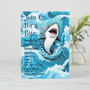 Gå med oss för en Bita Shark Party Inbjudningar