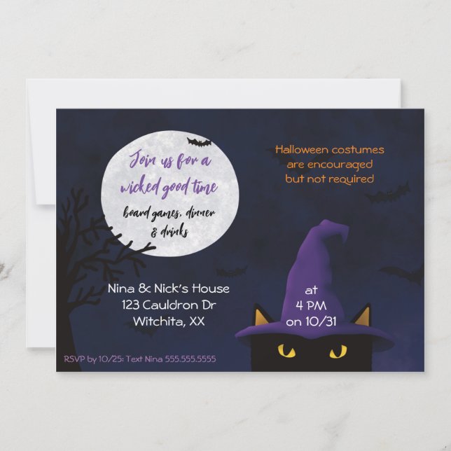 "Gå med oss för en eländig bra" Halloween fest I Inbjudningar (Framsida)