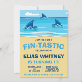 Gå med oss för en Fin-Tastic Time! Shark Birthday Inbjudningar