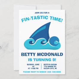 Gå med oss för en Fin-Tastic Time! Shark Birthday Inbjudningar