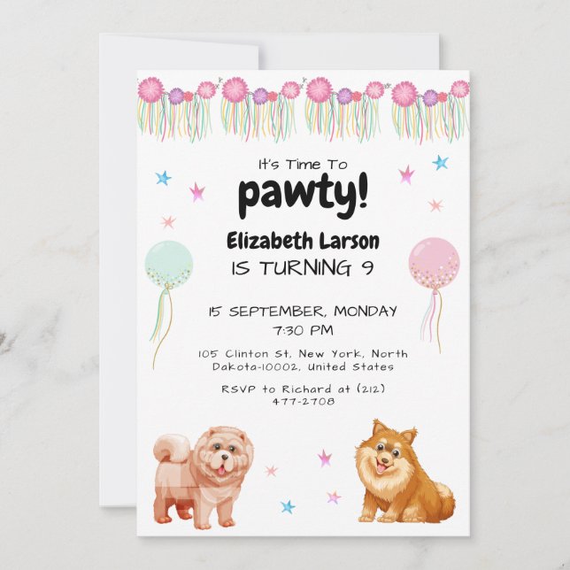 Gå med oss för en pawsome Birthday Bash Barns föde Inbjudningar (Framsida)