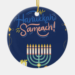 Gå med oss för ett Joyous Hanukkah Firande!" Julgransprydnad Keramik