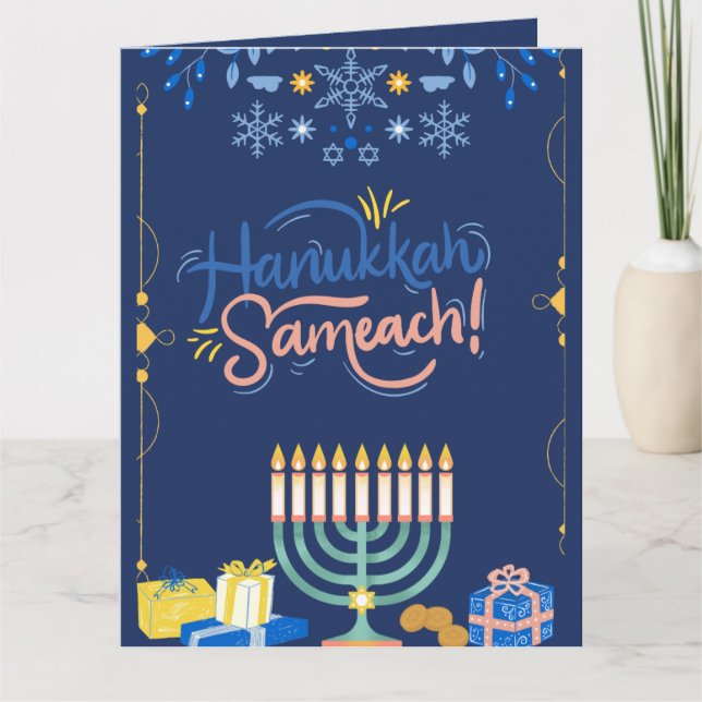 Gå med oss för ett Joyous Hanukkah Firande!" Kort (Framsida)