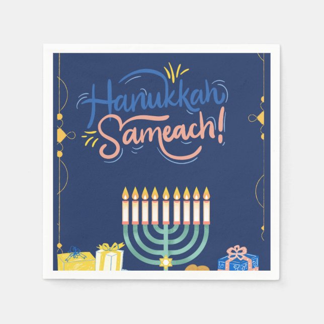Gå med oss för ett Joyous Hanukkah Firande! Pappersservett (Framsidan)