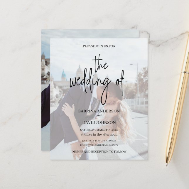 Gå med oss för fotoinbjudan till bröllop (Fram/Back In Situ)