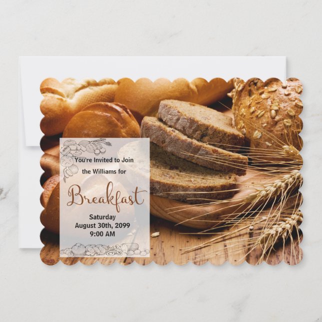 Gå med oss för frukost Fresh Bakom Breadar Inbjudningar (Framsida)