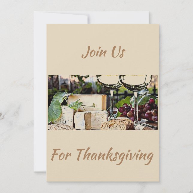 GÅ MED OSS FÖR THANKSGIVING (VIN OCH OSTFOTO) INBJUDNINGAR (Framsida)