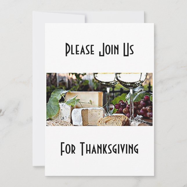 GÅ MED OSS FÖR THANKSGIVING (VIN OCH OSTFOTO) INBJUDNINGAR (Framsida)