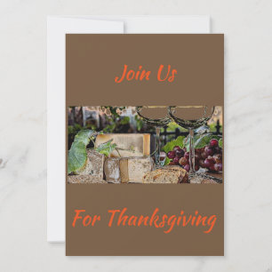 GÅ MED OSS FÖR THANKSGIVING (VIN OCH OSTFOTO) INBJUDNINGAR