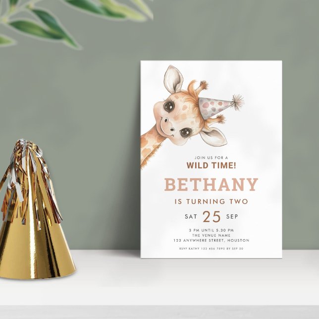 Gå med oss för Vild Time Giraffe 2:a födelsedagen  Inbjudningar (Skapare uppladdad)