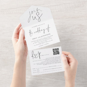 Gå med oss Modern skrift Typografisk svart vit