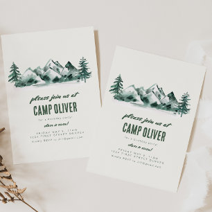 Gå med oss på Camp Mountain Theme Birthday Inbjudningar