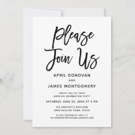 Gå med oss penseltypografi-bröllopsinbjudan inbjudningar