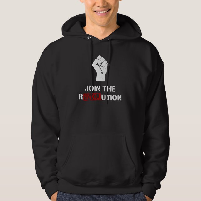 Gå med Revolutionen - Black Manar Ull Hoodie (Framsida)